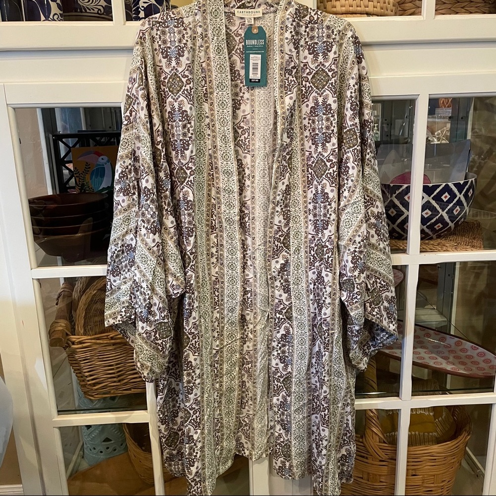 Earthbound Boho Print Kimono New With Tags L/XL